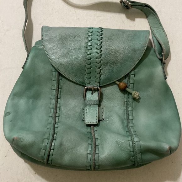 Latino Elegant Green Leather Shoulder Bag Bucket Bag women large boho Y2K office - Picture 3 of 11